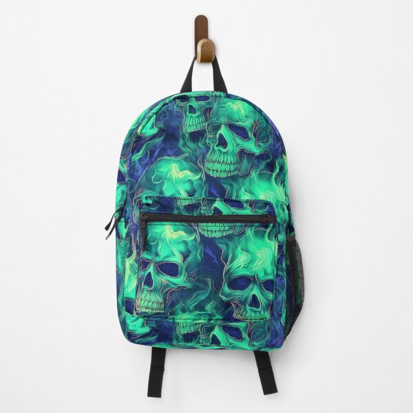 Item preview, Realistic Trippy Neon Flame Skull Pattern designed and sold by Epic Fun Hive.