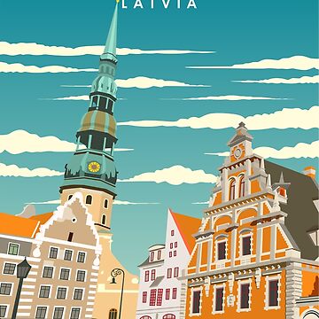 Artwork thumbnail, Riga Latvia Vintage Minimal Retro Travel Poster by Stadify