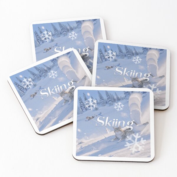 Item preview, Cat Skiing,Cat Sticker,Skiing The meowtains are calling and i must go Cat Sticker designed and sold by Lychee Design.