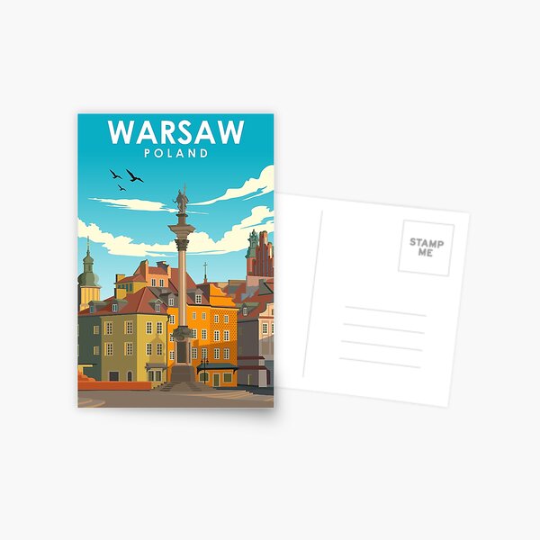 Item preview, Warsaw Poland Vintage Minimal Retro Travel Poster designed and sold by Stadify.