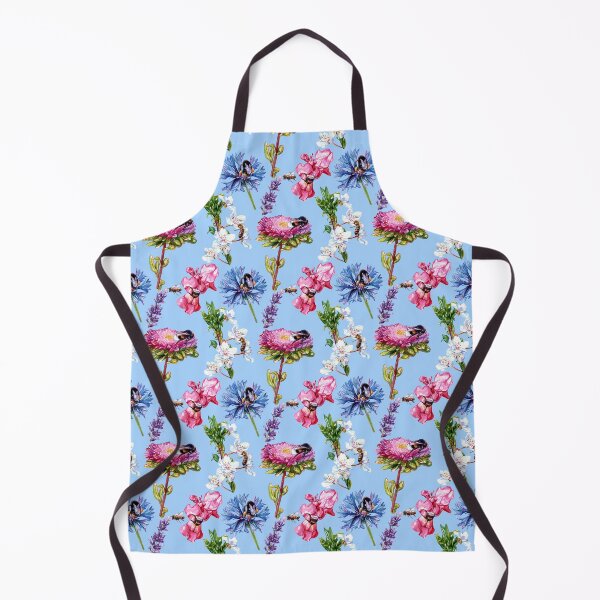 Item preview, Bees and Flowers Pattern Blue designed and sold by Katariina Purru.