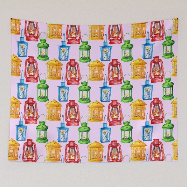 Item preview, Rainbow Lanterns Pattern Purple designed and sold by Katariina Purru.