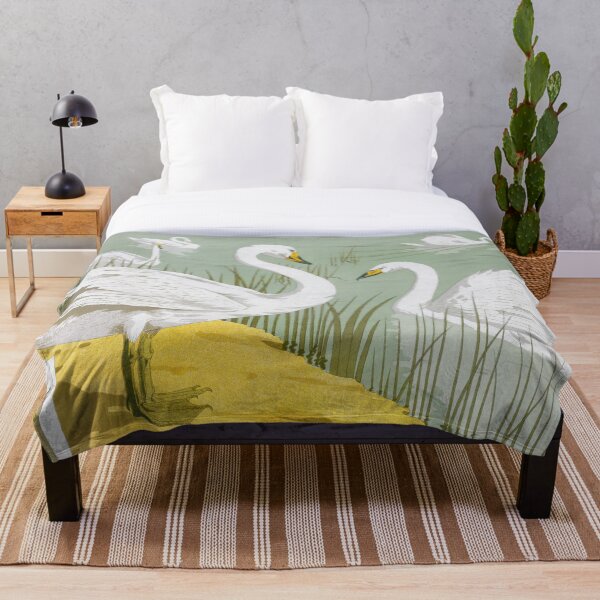 Item preview, Vintage White Swans on a Riverbank | P351 designed and sold by Piccolo Fiore Prints.