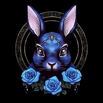 Artwork thumbnail, Blue Rabbit With Roses by Nocturne Paws
