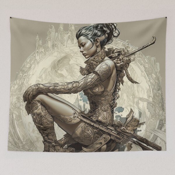Item preview, the gate keeper drawing(no background)fantasy-sexy-beautiful-woman-princess-dark-abstract-detailed designed and sold by Hermossa-Art.