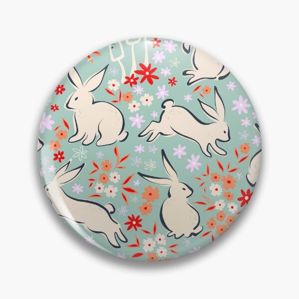 Item preview, Whimsical Spring Easter Rabbits in Nature 1. Teal with red and ivory accents  designed and sold by Dominiquevari.