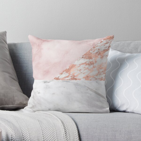 Mixed pinks rose gold marble Throw Pillow