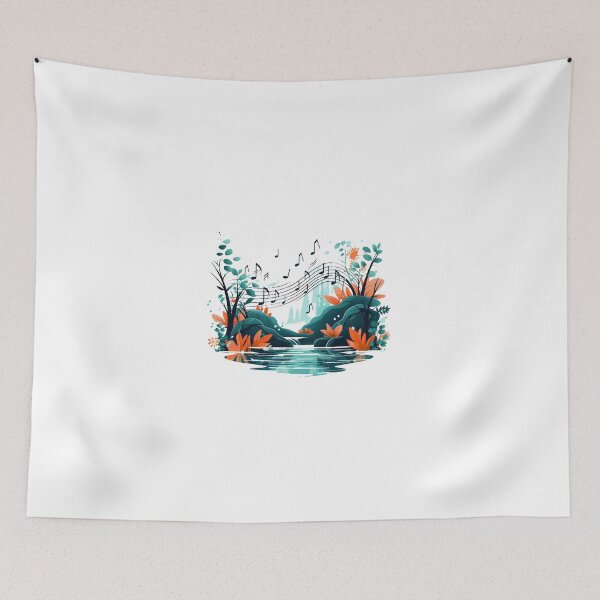 Item preview, Musical Pattern with Flowing Notes River designed and sold by lessyun.