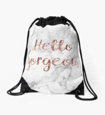Hello gorgeous - rose gold marble Drawstring Bag