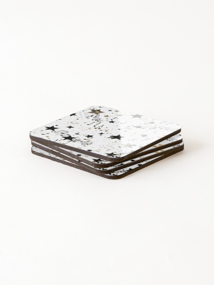 Thumbnail 4 of 5, Coasters (Set of 4), Musical Pattern with Notes Clock designed and sold by lessyun.