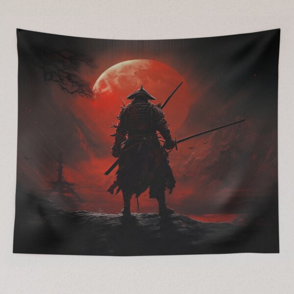 Item preview, "Red Moon over the Battlefield: A Samurai at the Twilight of Battle" designed and sold by Anthonny Barlan.