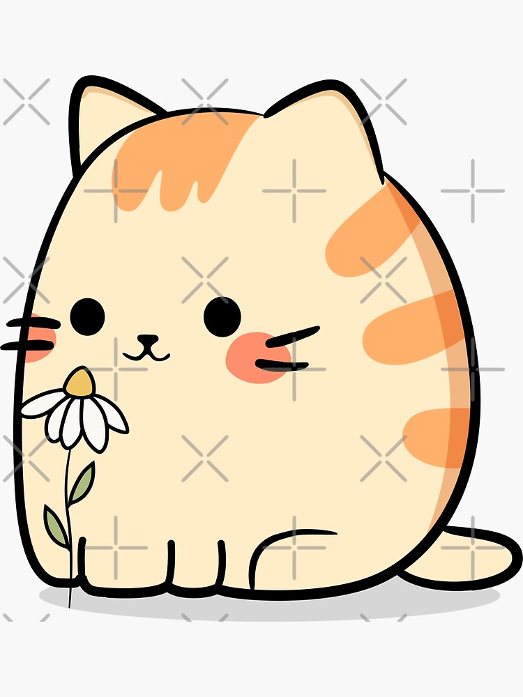 Cute kawaii funny cat sticker Sticker for Sale by nadyushka-art