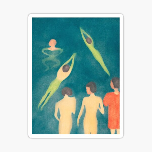Boys Bathing Vintage Painting by Edvard Munch | P38 Sticker