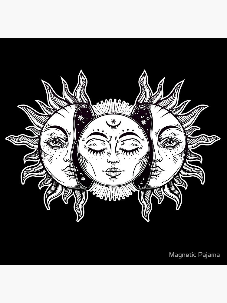 Vintage Retro Sun and Moon Solar Eclipse by MagneticMama