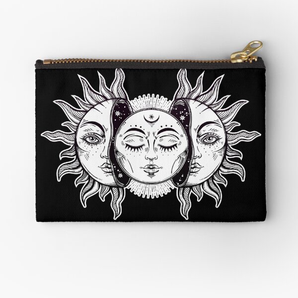 Vintage Retro Sun and Moon Solar Eclipse Zipper Pouch