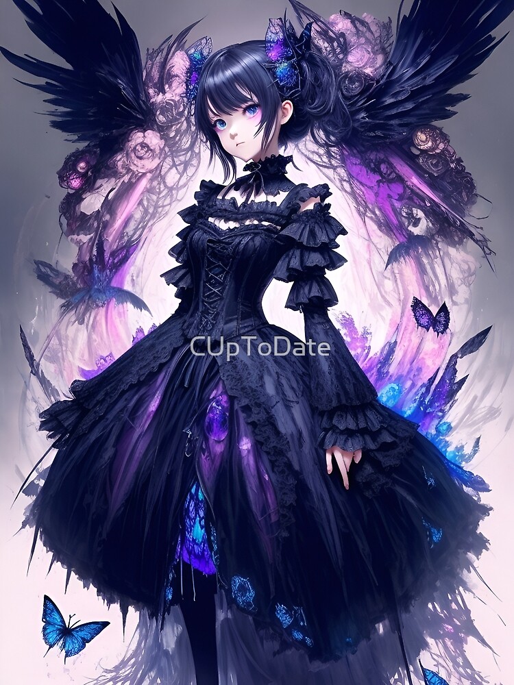 original characters, solo, blue eyes, anime, anime girls, artwork, digital  art, fan art, Gothic