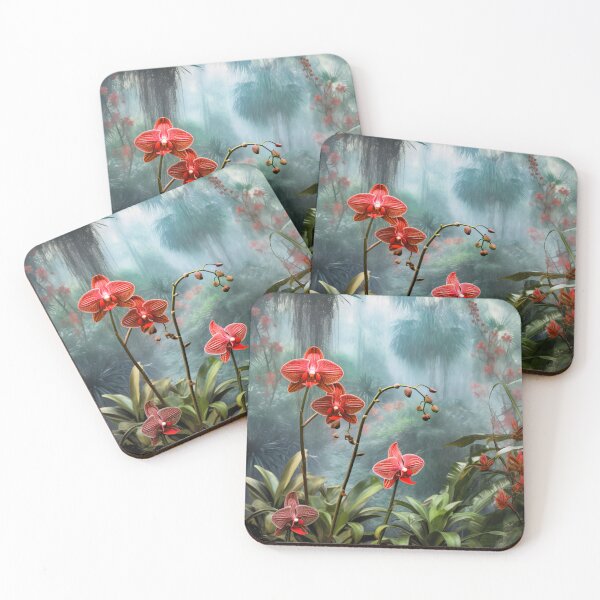 Item preview, Red orchids in tropical rainforest designed and sold by miromay.