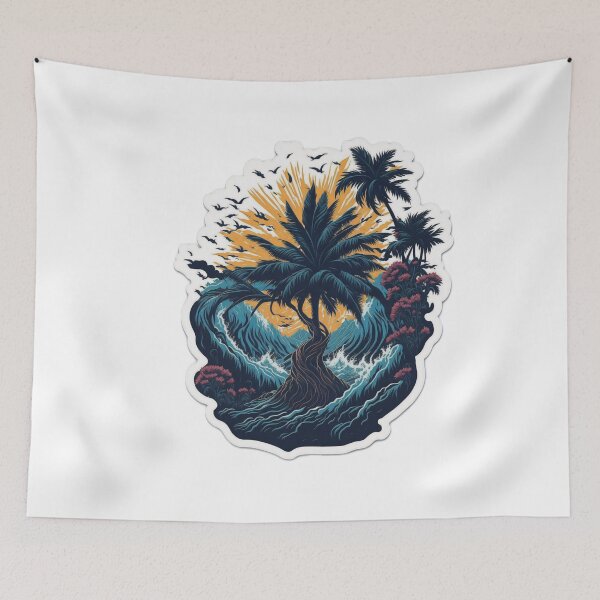 Item preview, Majestic Palm Tree Sticker: Digital Painting Artwork designed and sold by RedArtG09.