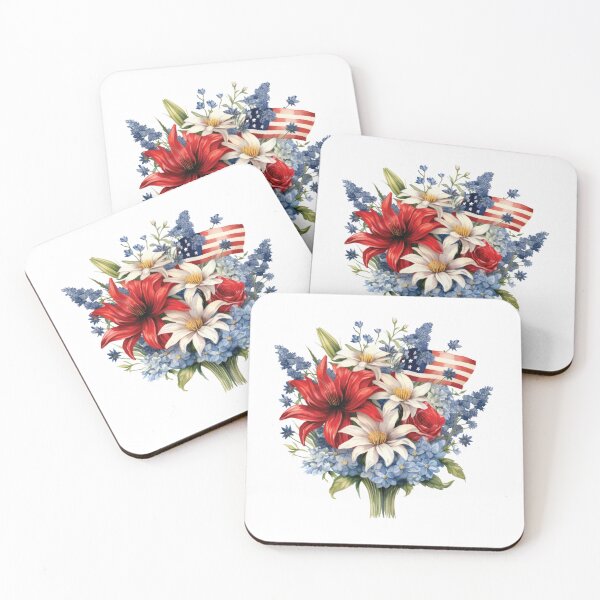 Item preview, Trendy American Flowers with USA Flag for The Independence Day designed and sold by OFMdesigns.