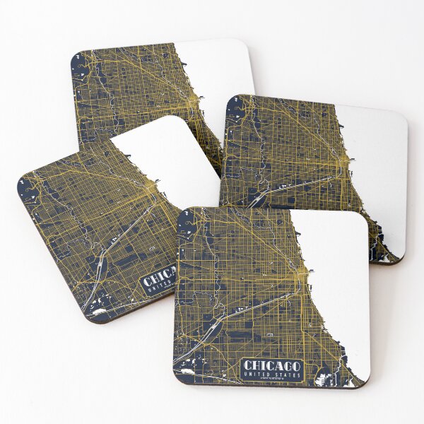 Item preview, Chicago City Map of Illinois, USA - Gold Art Deco designed and sold by deMAP.