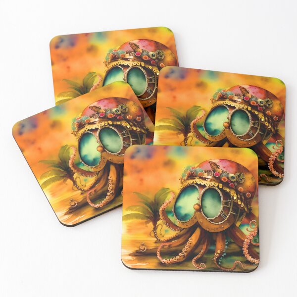 Aperçu de l'œuvre Octopus for Kids Cute Sea Animal Storybook Style Steampunk Art for Kids - AI Generated Art 1 sur 8 créée et vendue par Beachy.