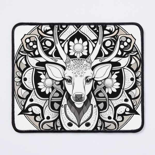 Item preview, Deer's head. Coloring ornamental Deer. Drawn by hand. Abstract patterned animal. Cartoon style. Boho Doodle Zentangle design illustration. Geometric art poster, wallpaper. Minimal retro style. Vector designed and sold by ZColection.