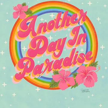 Artwork thumbnail, Another Day In Paradise - Retro Script Lettering by Jesslarsonart