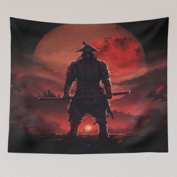 Item preview, "Red Moon over the Battlefield: A Samurai at the Twilight of Battle" designed and sold by Anthonny Barlan.
