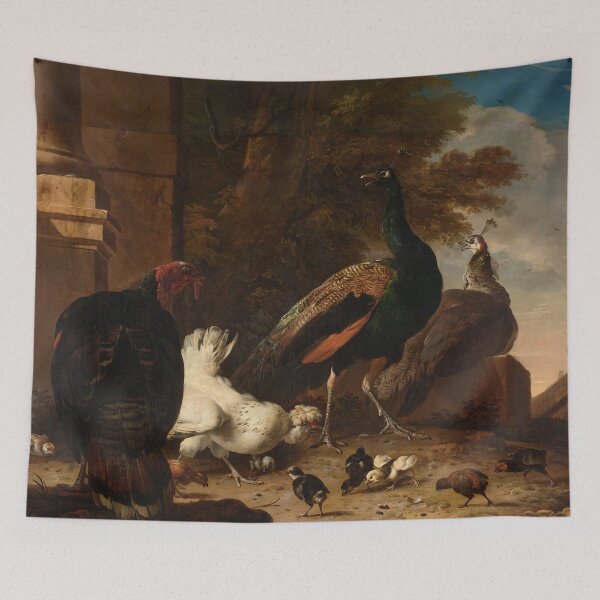 Item preview, A Hen with Peacocks and a Turkey | Melchior d'Hondecoeter | 1680 designed and sold by CJET.