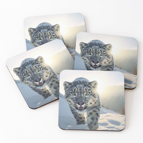 Item preview, Snow Leopard Prowling Towards the Camera at Sunrise designed and sold by NoWayy.