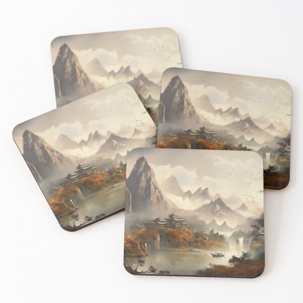 Item preview, Little Boat in Chinese Mountain Landscape in Autumn designed and sold by NoWayy.