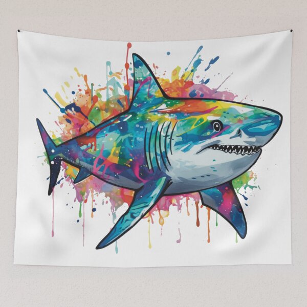 Item preview, Shark Paint Splatter Colorful Beautiful Animal Lover Ocean Sea Creature designed and sold by SweetWhiskers.