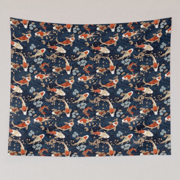 Item preview, Dark and mysterious Japanese Koi pattern design by Mila van Meer designed and sold by Mila van Meer.