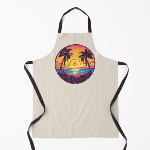 Item preview, Bitcoin logo, symbol, sunrise, distressed, vacation, sun, palm trees, ocean designed and sold by lavalova.