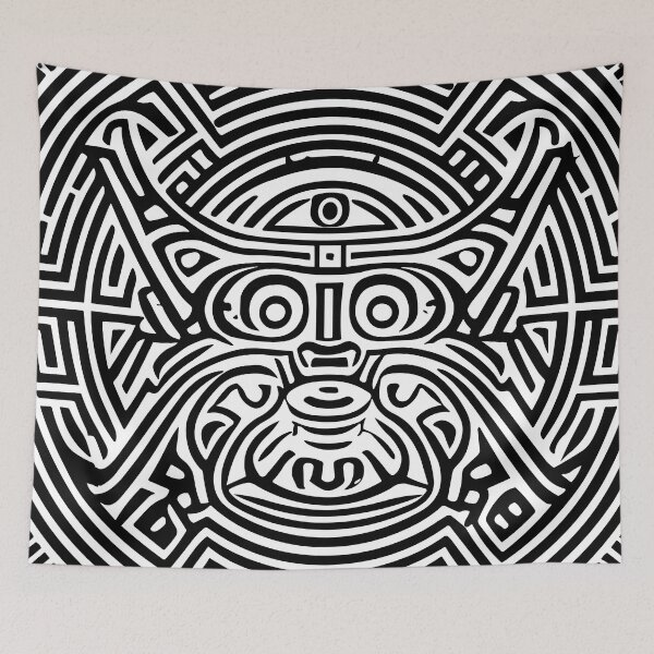 Item preview, Monochrome circular symbol of a pre-Columbian monkey head designed and sold by Onidji.