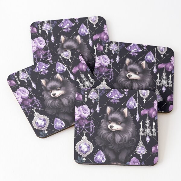 Item preview, Black Pomeranian Pattern designed and sold by Nocturne  Paws.