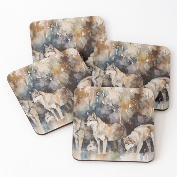 Item preview, Whimsical Raindrops & Huskies - Watercolor Painting - Playful Dog Art - Explosive Wildlife Wall Decor designed and sold by stateofhuman.