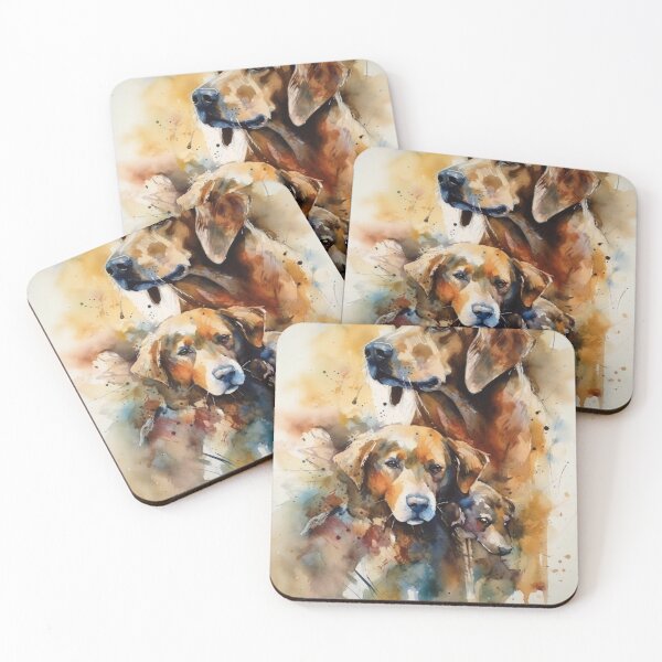 Item preview, Listing Title: Captivating Canine Companions: Realistic Watercolor-Style Illustration in Warm White and Amber Palette, Artistic Bond of Dogs, Inspired by Nabis and Wildlife Muralism designed and sold by stateofhuman.