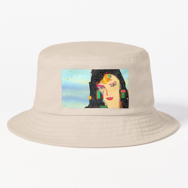 Artwork of woman with red lips Bucket Hat