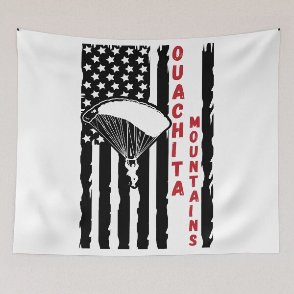 Item preview, Skydiving in Ouachita Mountains Arkansas Oklahoma - Vintage Paragliding Parachuting Logo designed and sold by Vintage-TM.