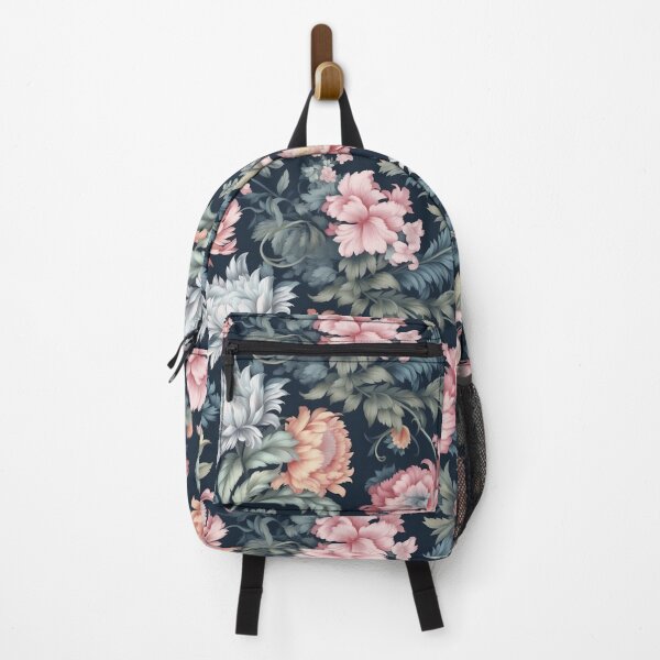 Aperçu de l'œuvre Motif fleurs rose et orange sur fond bleu créée et vendue par Arti_choke.