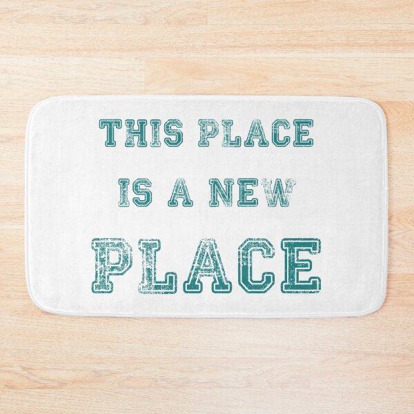 Item preview, Saying "this place is a new place" grunge used-look vintage font in green tone designed and sold by Time4Space.