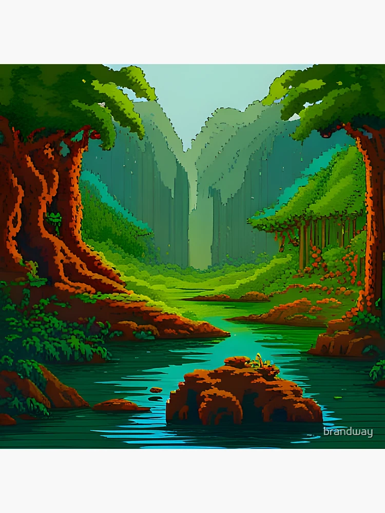 Dense wild forest pixel art Sticker for Sale by brandway