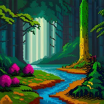 Dense wild forest pixel art Sticker for Sale by brandway
