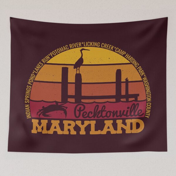 Item preview, Pecktonville Maryland Sunset Retro Vintage Local Pride Logo designed and sold by CRHPOD20.