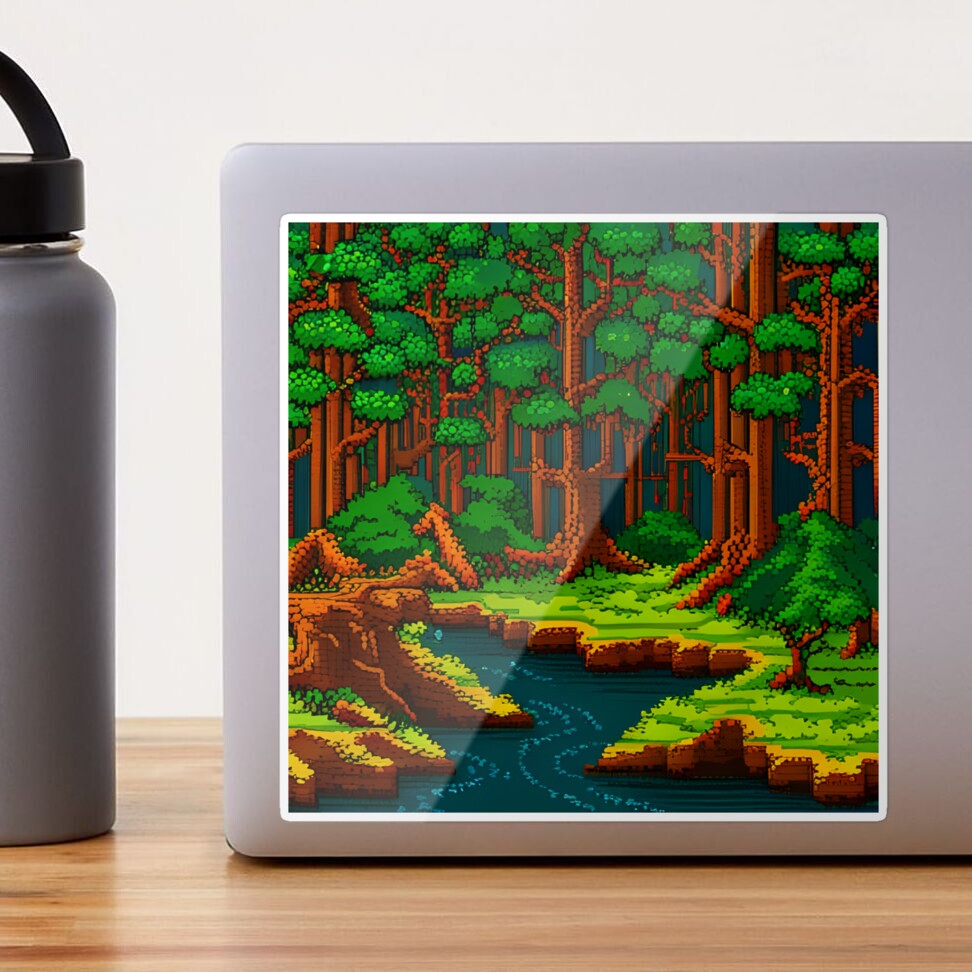 Dense wild forest pixel art Sticker for Sale by brandway