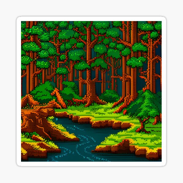 Dense wild forest pixel art Sticker for Sale by brandway