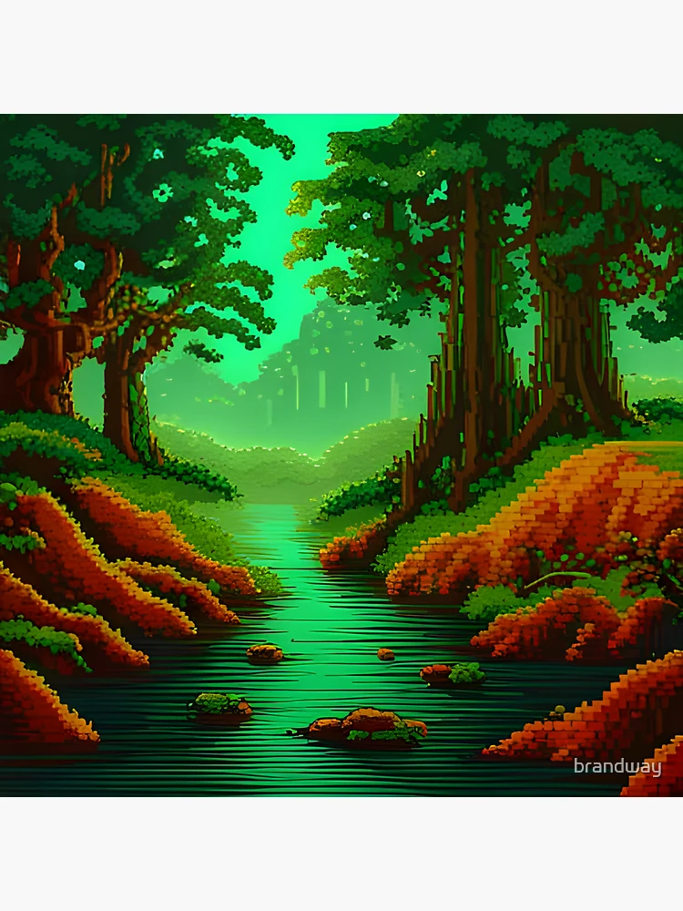 Dense wild forest pixel art Sticker for Sale by brandway