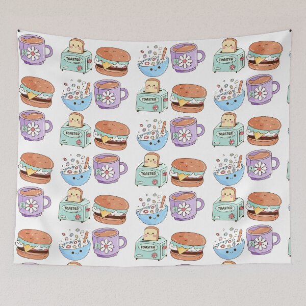 Item preview, Perfect Breakfast Kawaii Illustration, Set of 4 Cute Kawaii Designs designed and sold by OFMdesigns.