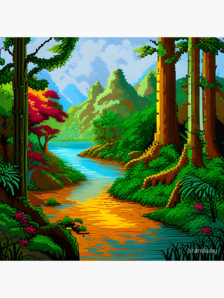 Dense wild forest pixel art Sticker for Sale by brandway